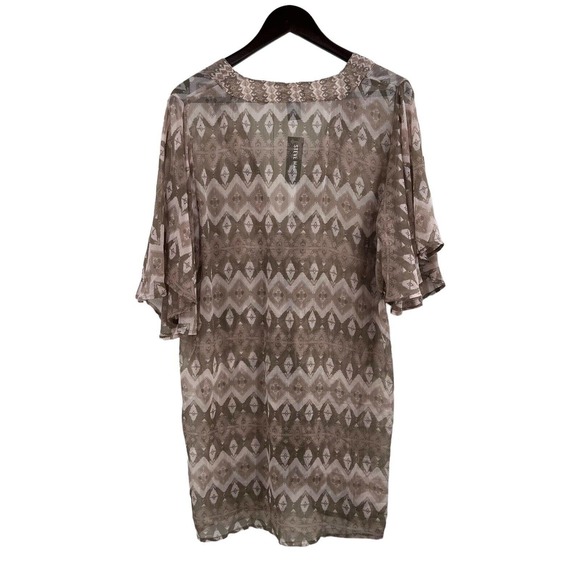 Steve Madden Tie‎ Front Sheer Patterned Kimono Clay One Size New - Picture 3 of 5